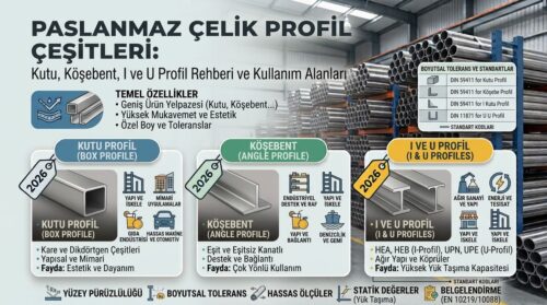 Paslanmaz Çelik Profil Çeşitleri - Kutu, Köşebent, I ve U Profil Rehberi