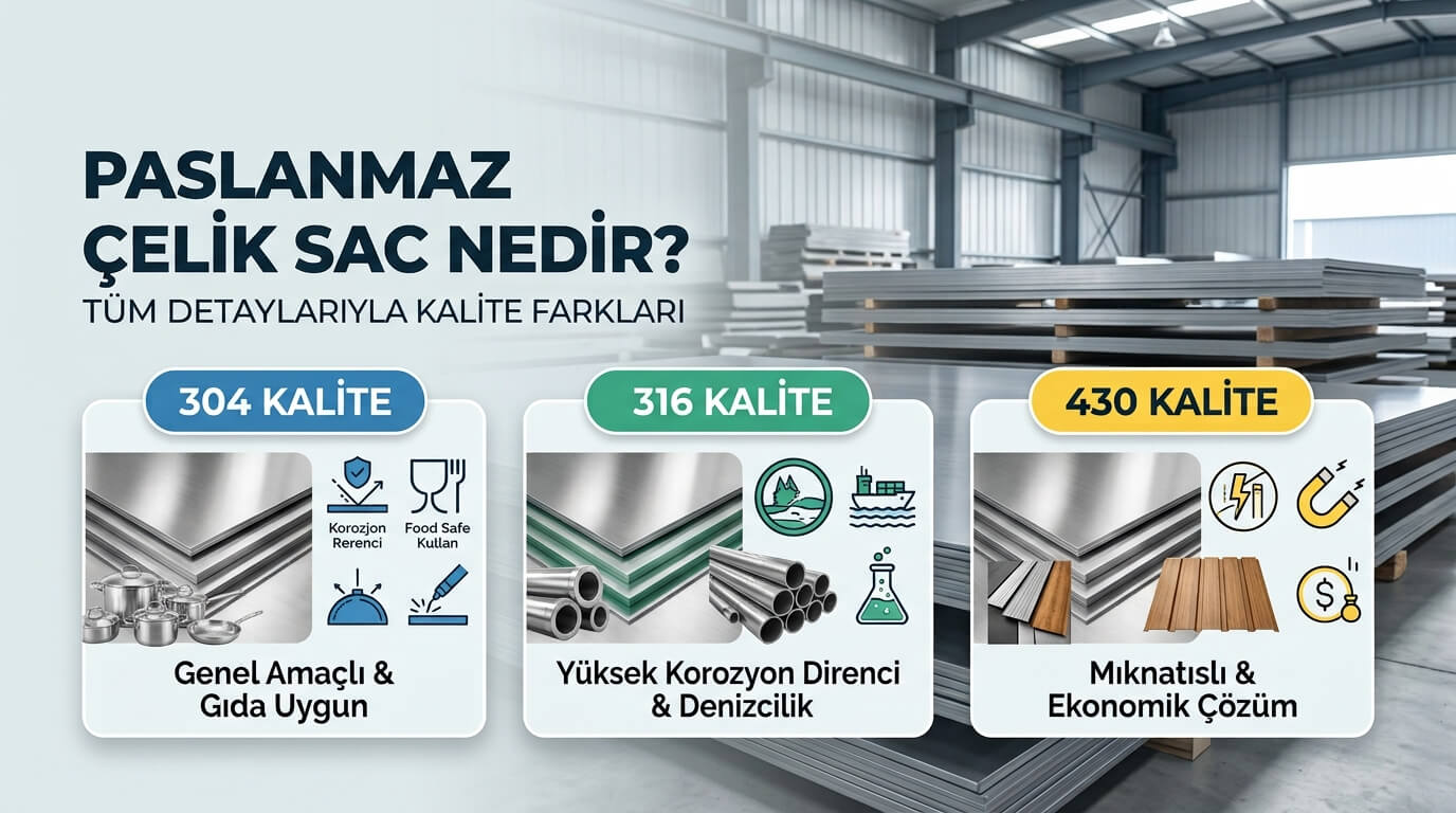 Paslanmaz Çelik Sac Nedir? 304, 316 ve 430 Kalite Farkları Nelerdir?